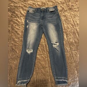KanCan Blue Distressed Ankle Jeans